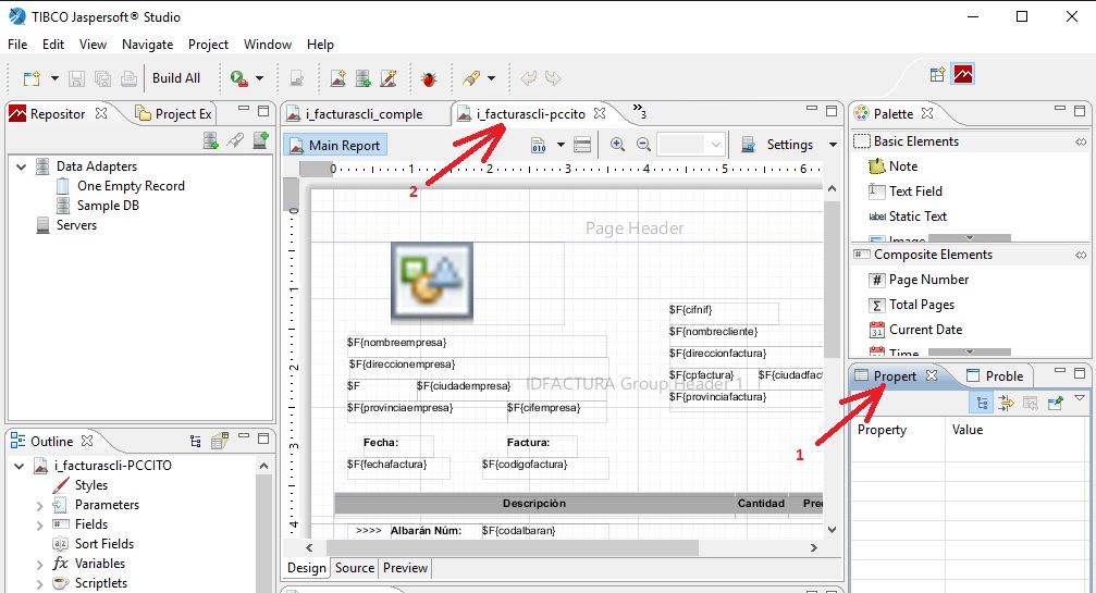 -- imagen del entorno trabajo jasperstudio --