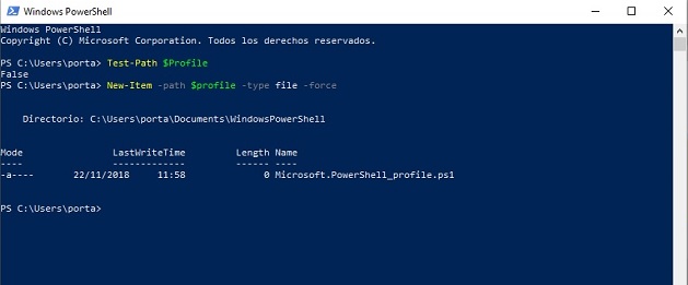 crear profile Powershell para github-shell