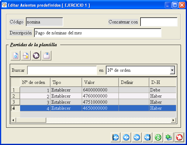 Asientos predefinidos